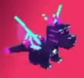 Glitch Dragon, a dark dragon with cyan and magenta accents.