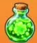 Green Luck Potion bottle with a cork stopper and clover markings.