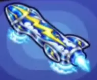 Blue Storm Roller Board with yellow lightning and blue thrusters.