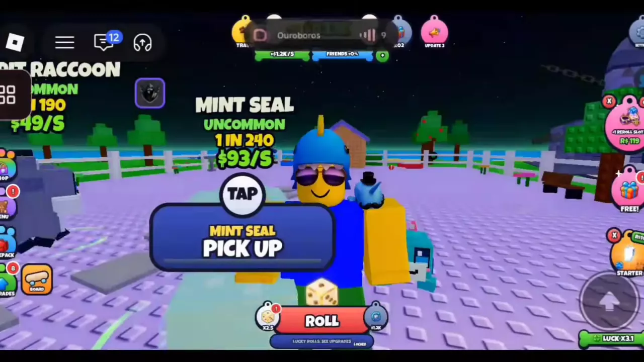 Mint Seal&rsquo;s $93-per-second label and named TAP / PICK UP prompt in the plot.
