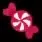 Red-and-white swirled Candy icon with twisted wrapper ends.